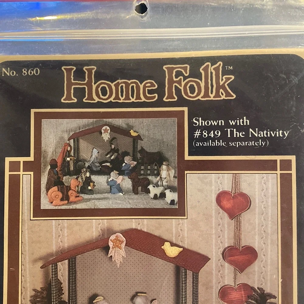 NEW Christmas Nativity Scene Crèche Pattern Folk Stable Fence Cow Angel Bird NEW